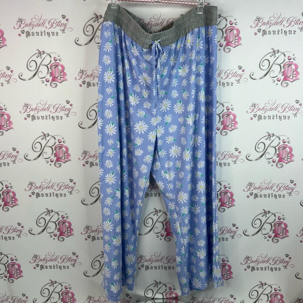 George pants daisy 🌼 flowers grey waist band Light Blue Floral Pajama Pants